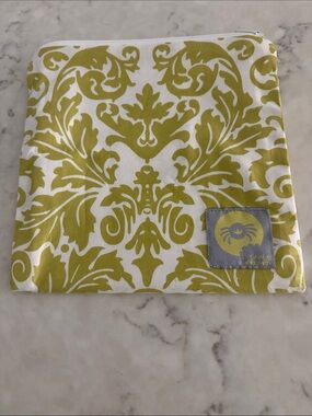 Olive Green Damask Zipper Snack Pouch